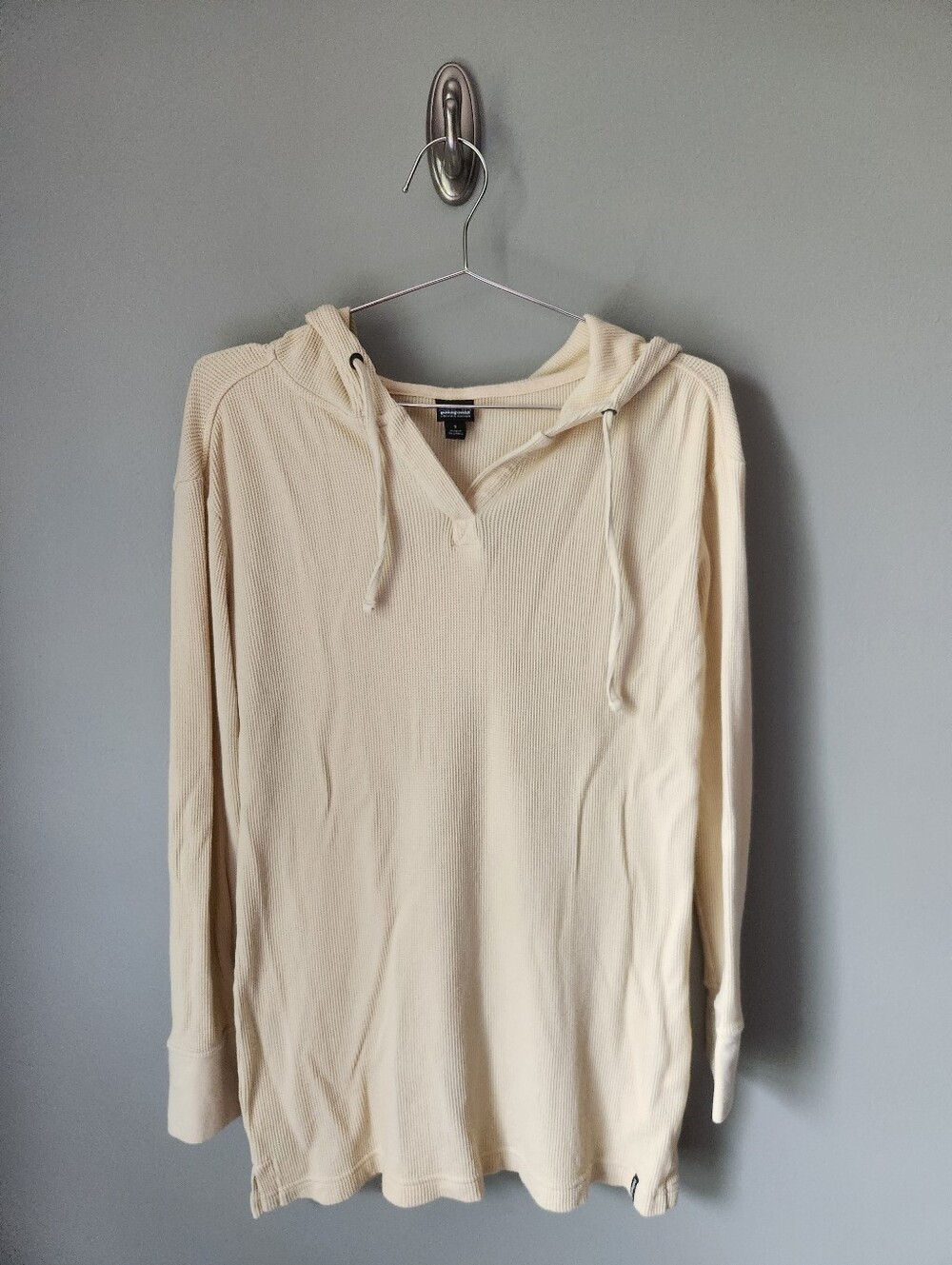 Patagonia Waffle Knit Hooded Shirt Organic Cotton Ivory Women's Size Small